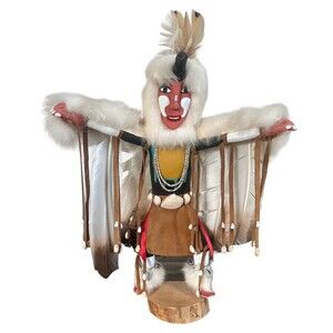 Hopi Native American Indian Eagle Dancer Kachina Doll Signed Navajo Hand Carved